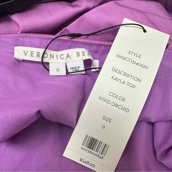 Veronica Beard Kayla Top in Vivid Orchid - Picture 6 of 7